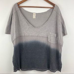 Free People size Medium Women’s Gray Black Sun Dial Ombre Dip-dye T-shirt
